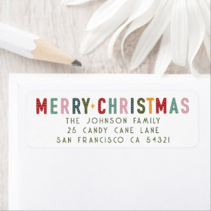 Etiqueta Típografía de época de la Navidad colorida Retro M