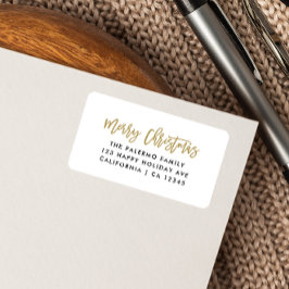 Etiqueta Tipografía de escritura moderna Gold Merry Christm
