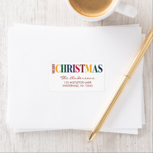 Etiqueta Tipografía de Feliz Navidad Arcoíris