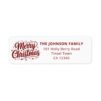 Etiqueta Tipografía de Feliz Navidad Logo Rojo Dirección de