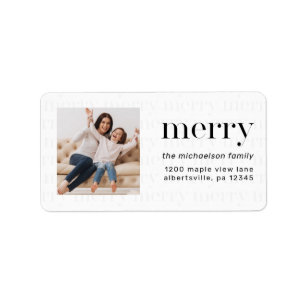 Etiqueta Tipografía de merry festiva y dirección de retorno