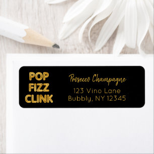Etiqueta Tipografía Moderna Pop Fizz Clink Dirección de Ret