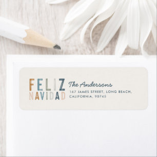 Etiqueta Tipografía moderna terracota azul Feliz Navidad