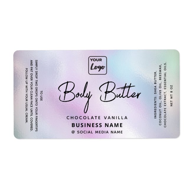 Etiqueta Tipografía profesional logotipo holográfico produc (Frente)