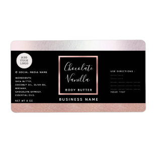 Etiqueta Tipografía simple rosa negro logotipo cosmético