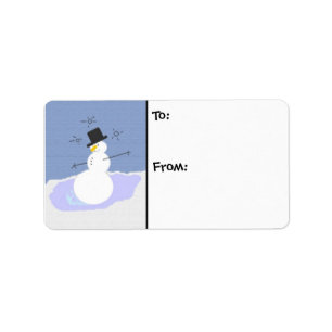 Etiqueta Tipsy el hombre de nieve