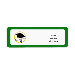 Etiqueta Título de graduación con Diploma - Fondo Verde
