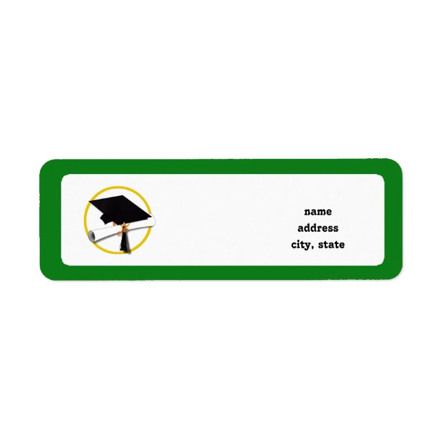 Etiqueta Título de graduación con Diploma - Fondo Verde (Frente)