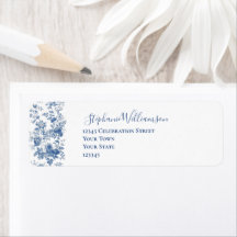 Toile Floral Francés Azul Tarjeta de Respuesta de 