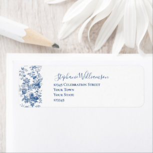 Etiqueta Toile Floral Francés Azul Tarjeta de Respuesta de 