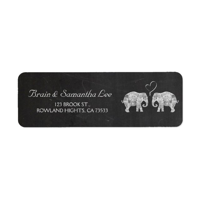 Etiqueta TONELADAS DE AMOR | Elephant Chalkboard Boda (Frente)