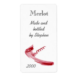 Etiqueta Tornillo de botella de vino rojo