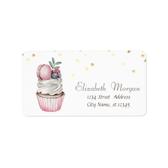 Etiqueta Torta acuática Macaron Confetti (Frente)