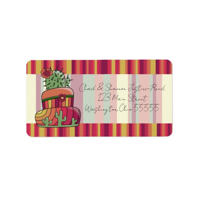 Etiqueta Torta de Bodas de Cactus (Frente)