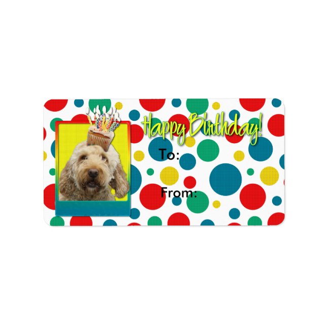Etiqueta Torta de cumpleaños - GoldenDoodle (Frente)