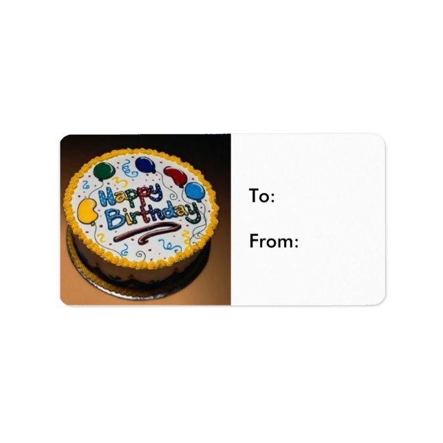 Etiqueta Torta del feliz cumpleaños: De: (Frente)
