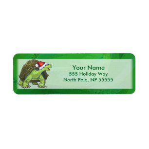 Etiqueta Tortoise en Santa Hat en Green