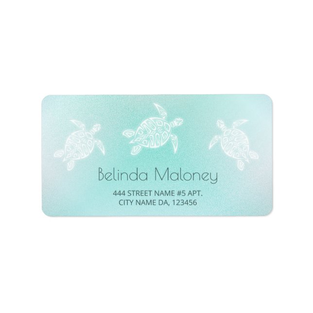 Etiqueta Tortuga blanca turquesa (Frente)