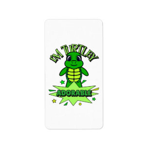 Etiqueta Tortuga Linda Cita Divertida Totalmente Adorable