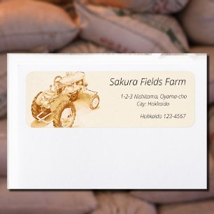 Etiqueta Tractor antiguo -acuarela nº2