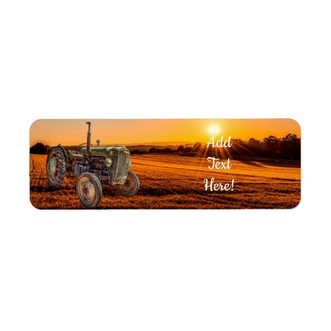 Etiqueta Tractor de granja antigua (Frente)