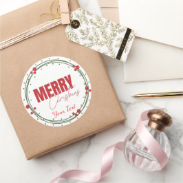 Etiqueta tradicional redonda de Feliz Navidad