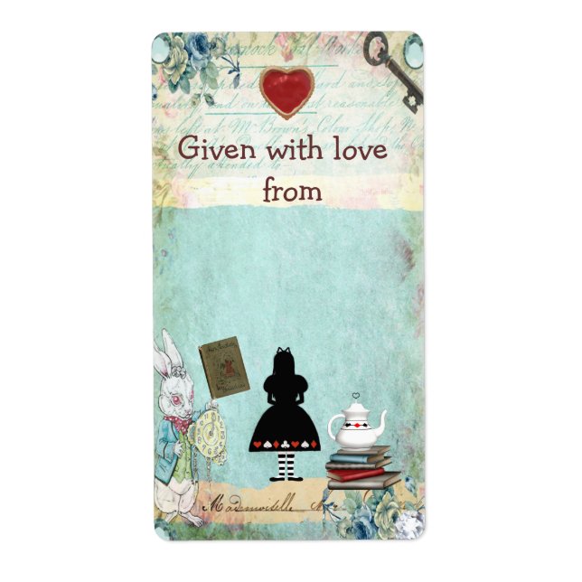 Etiqueta Traer un libro Alicia en libros de Maravillas (Frente)