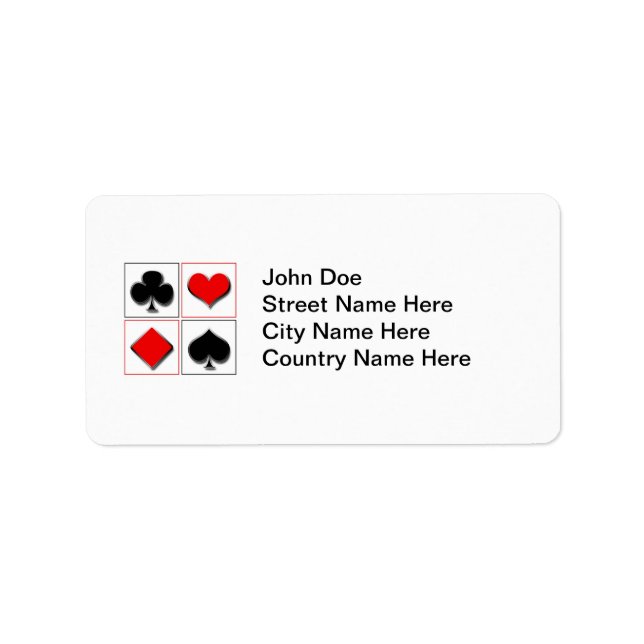 Etiqueta Trajes de cartas de juego 3D (Frente)