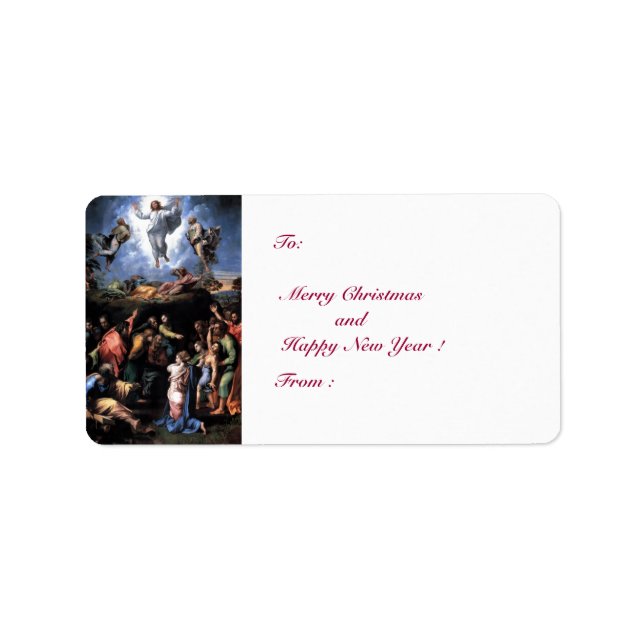 Etiqueta TRANSFIGURACIÓN DE JESÚS, blanco (Frente)