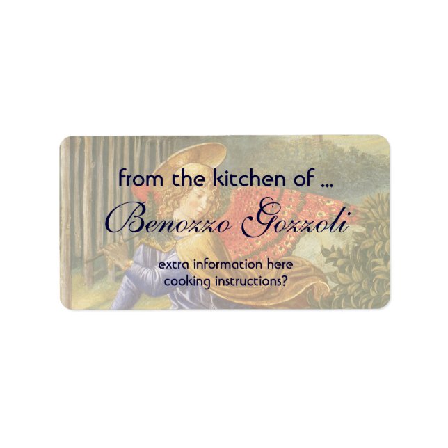 Etiqueta Transformación del Ángel Magi por Benozzo Gozzoli (Frente)