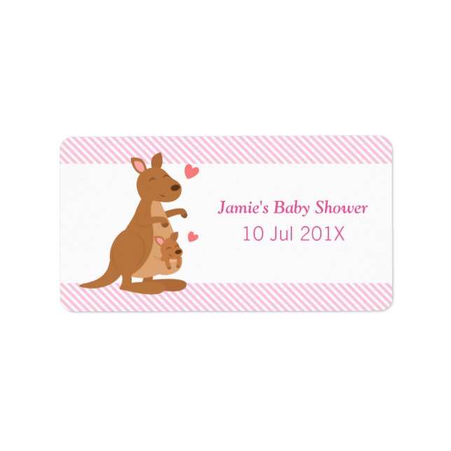 Etiqueta Tratamientos Cute Kangaroo Baby Shower Fiesta (Frente)