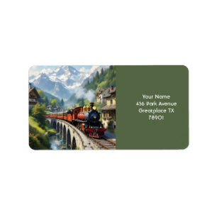 Etiqueta Tren antiguo de Fantasy Cute Crimson