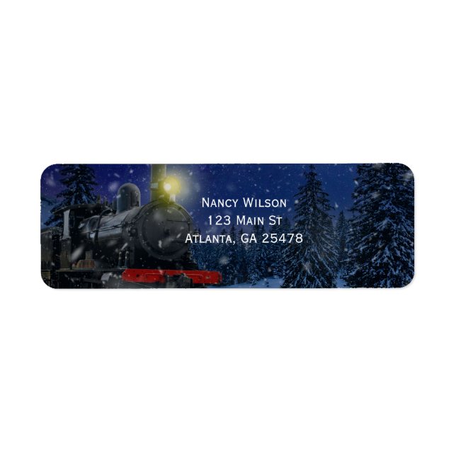 Etiqueta Tren de Navidad en la nieve (Frente)
