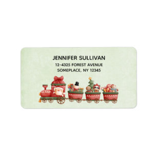 Etiqueta Tren navideño bonito con juguetes