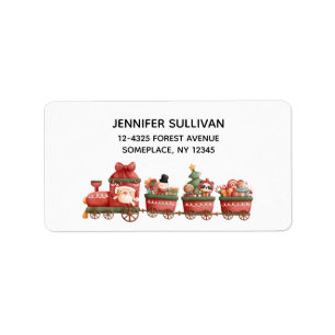 Etiqueta Tren navideño bonito con juguetes