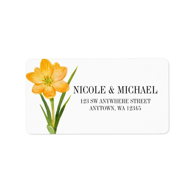 Etiqueta Trendy Flower yellow crocus daffodil wedding (Frente)