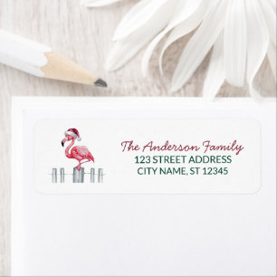 Etiqueta Trendy Merry Christmas Flamingo Return Address