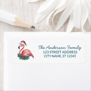 Etiqueta Trendy Merry Christmas Flamingo Return Address