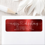 Etiqueta Trendy Merry Christmas Heart Script Metallic Red<br><div class="desc">Trendy Merry Christmas Heart Script Metallic Red label</div>