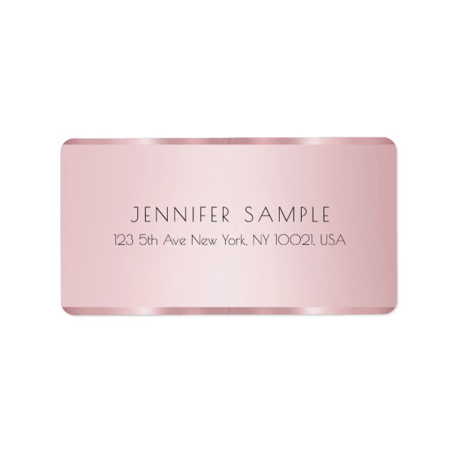 Etiqueta Trendy Monogrammed Rose Gold Elegant Address (Frente)