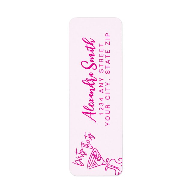 Etiqueta Trendy Pink Dirty Thirty 30th Birthday (Frente)