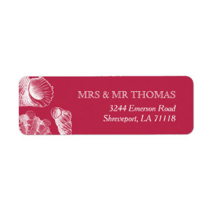 Etiqueta Trendy Viva Magenta Sea Shell Beach Return Address