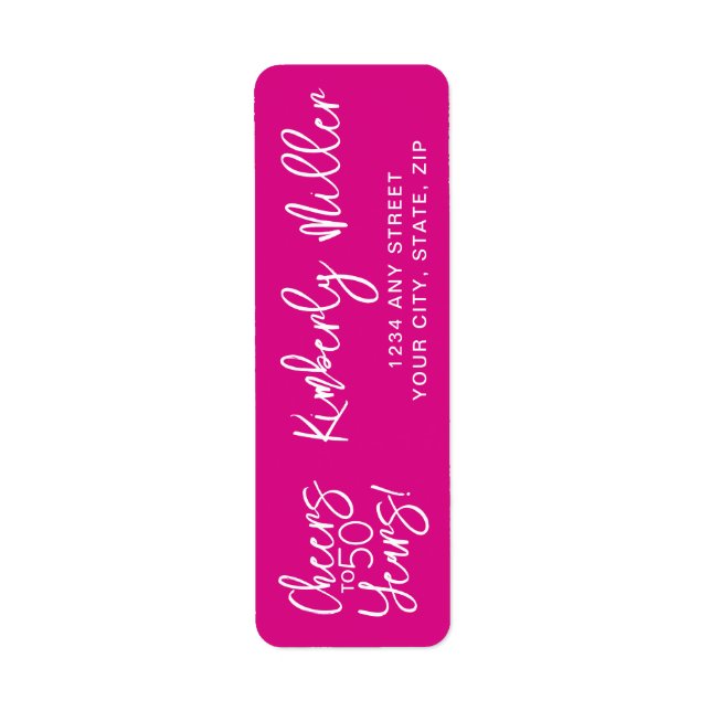 Etiqueta Trendy Whimsical Pink Cheers to 50 Years Birthday (Frente)