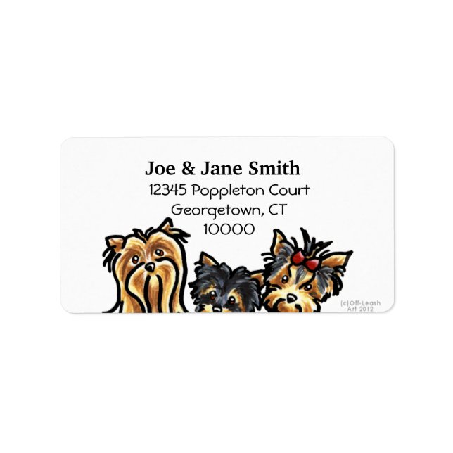 Etiqueta Tres yorkis limpios y simples (Frente)