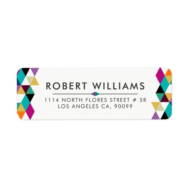 Etiqueta Triángulos coloridos contemporáneos (Frente)