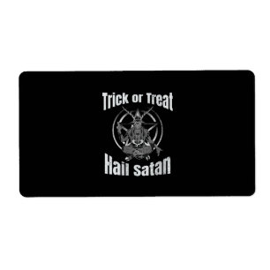 Etiqueta Trick o Treat Hail Satan Pentagram Goat