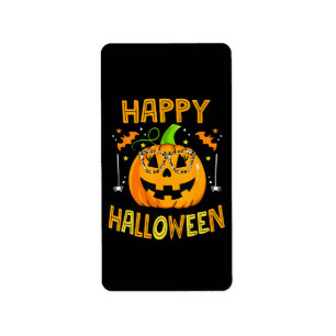 Etiqueta Trick O Trek Halloween Funny Calabaza Feliz Hallo