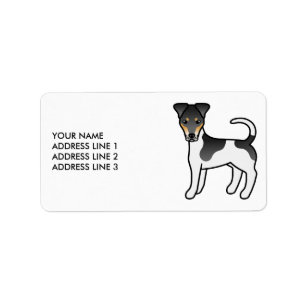 Etiqueta Tricolor Smooth Fox Terrier Perro Lindo & Texto