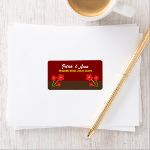 Etiqueta Trío de flores rojas minimalistas Diseño