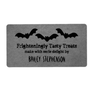 Etiqueta Trío de murciélagos de Halloween, gris